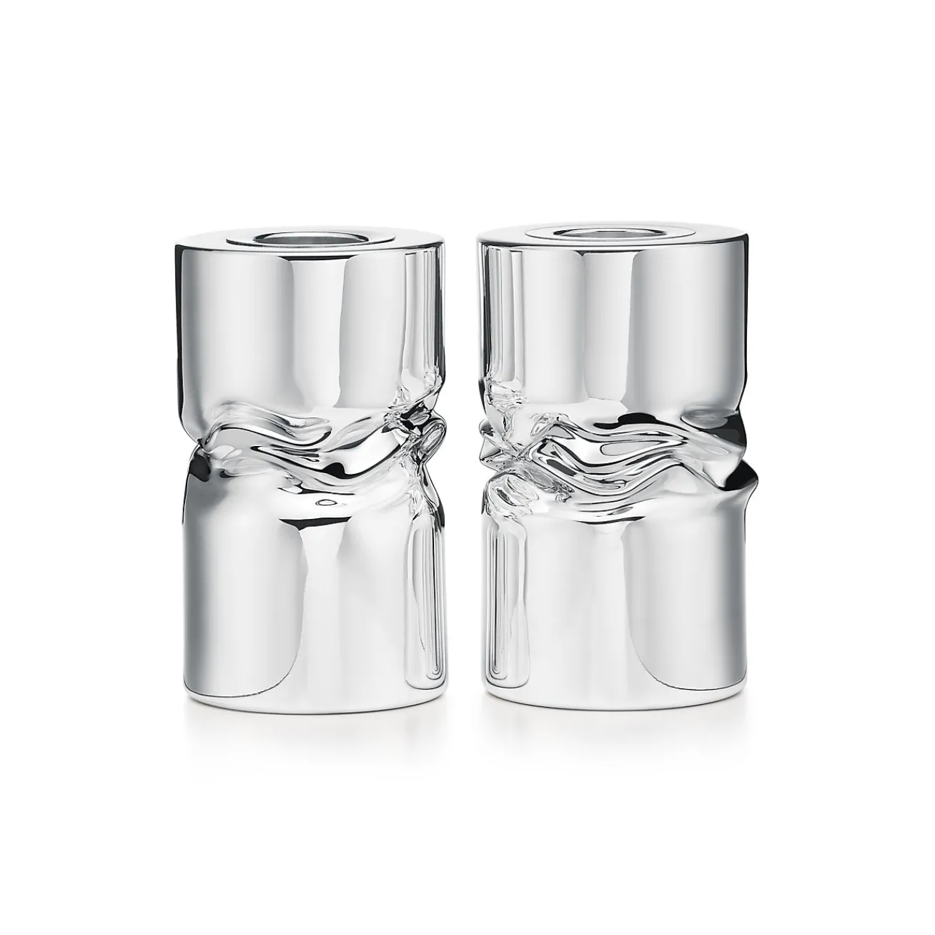 Tiffany & Co. Tiffany Silver Crush Candlesticks in Sterling Silver, Set of Two | ^ The Home|Housewarming Gifts