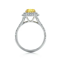 Tiffany & Co. Tiffany Soleste® oval yellow diamond double halo engagement ring in platinum. | ^ Engagement Rings
