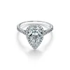 Tiffany & Co. Tiffany Soleste® pear-shaped halo engagement ring with a diamond platinum band. | ^ Engagement Rings