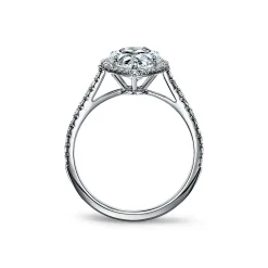 Tiffany & Co. Tiffany Soleste® pear-shaped halo engagement ring with a diamond platinum band. | ^ Engagement Rings