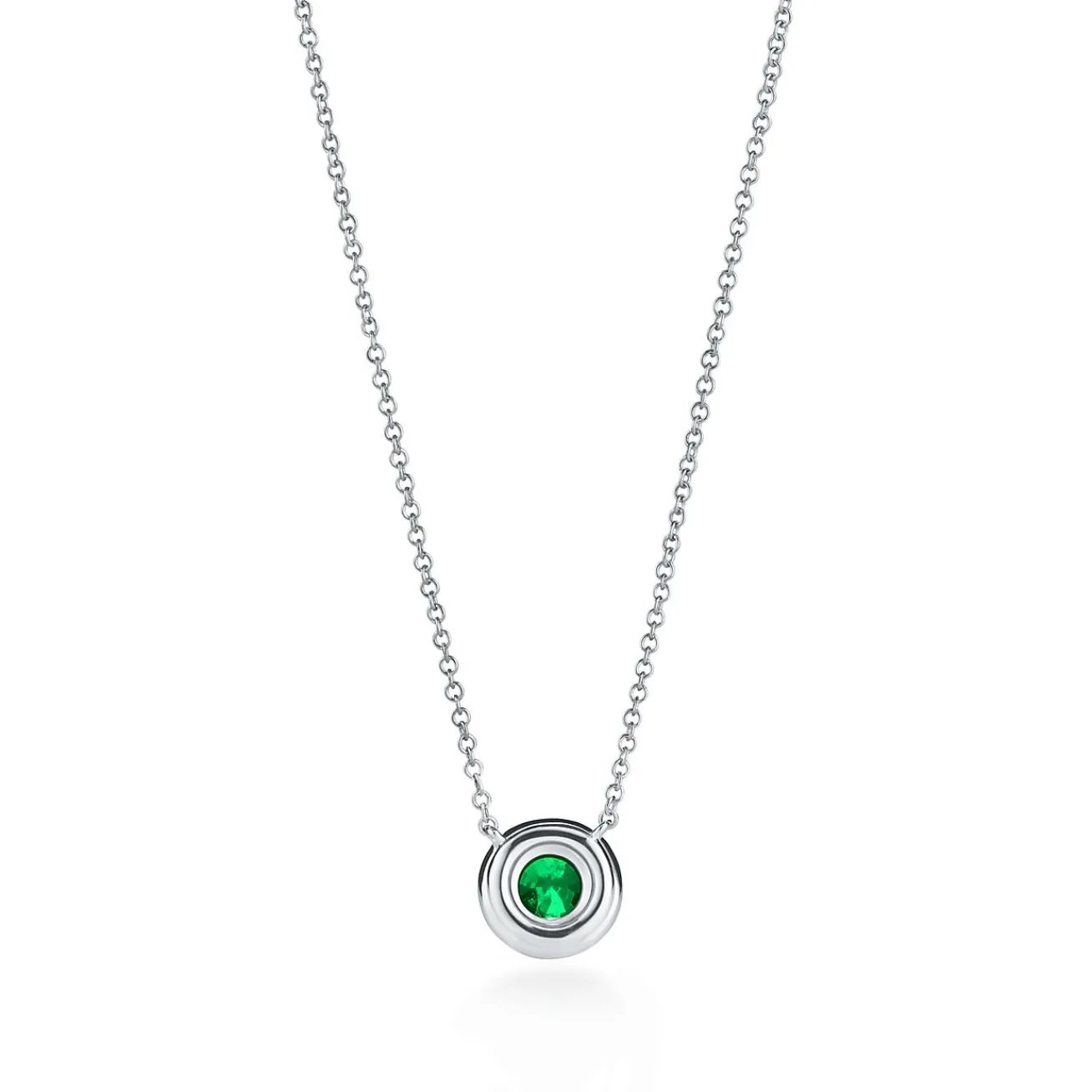 Tiffany & Co. Tiffany Soleste® pendant in platinum with diamonds and an emerald. | ^ Necklaces & Pendants|Platinum Jewelry