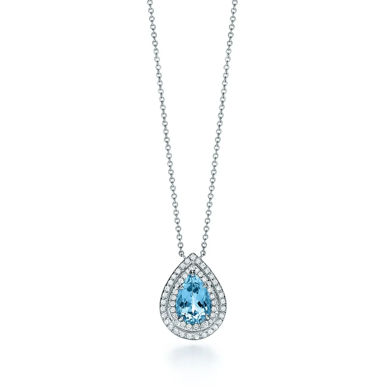 Tiffany & Co. Tiffany Soleste® pendant in platinum with an aquamarine and diamonds. | ^ Necklaces & Pendants|Gifts for Her