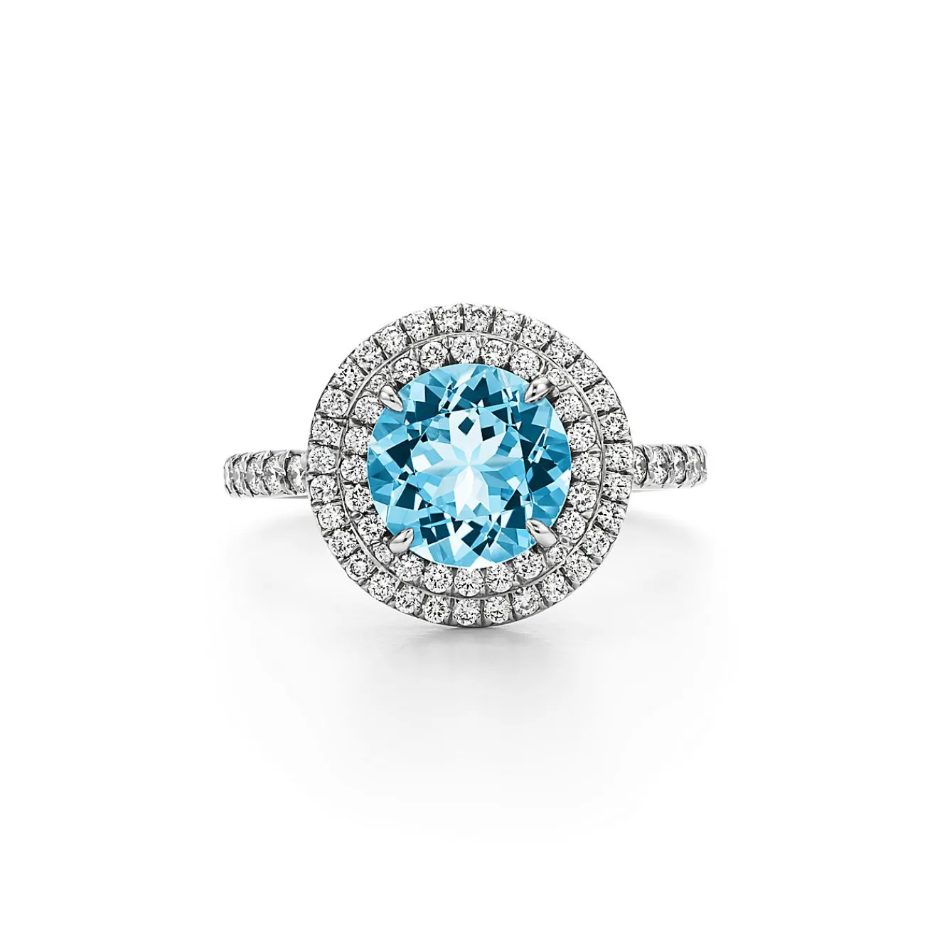 Tiffany & Co. Tiffany Soleste® ring in platinum with a .70-carat aquamarine and diamonds. | ^ Rings|Gifts for Her