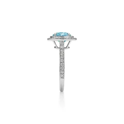 Tiffany & Co. Tiffany Soleste® ring in platinum with a .70-carat aquamarine and diamonds. | ^ Rings|Gifts for Her