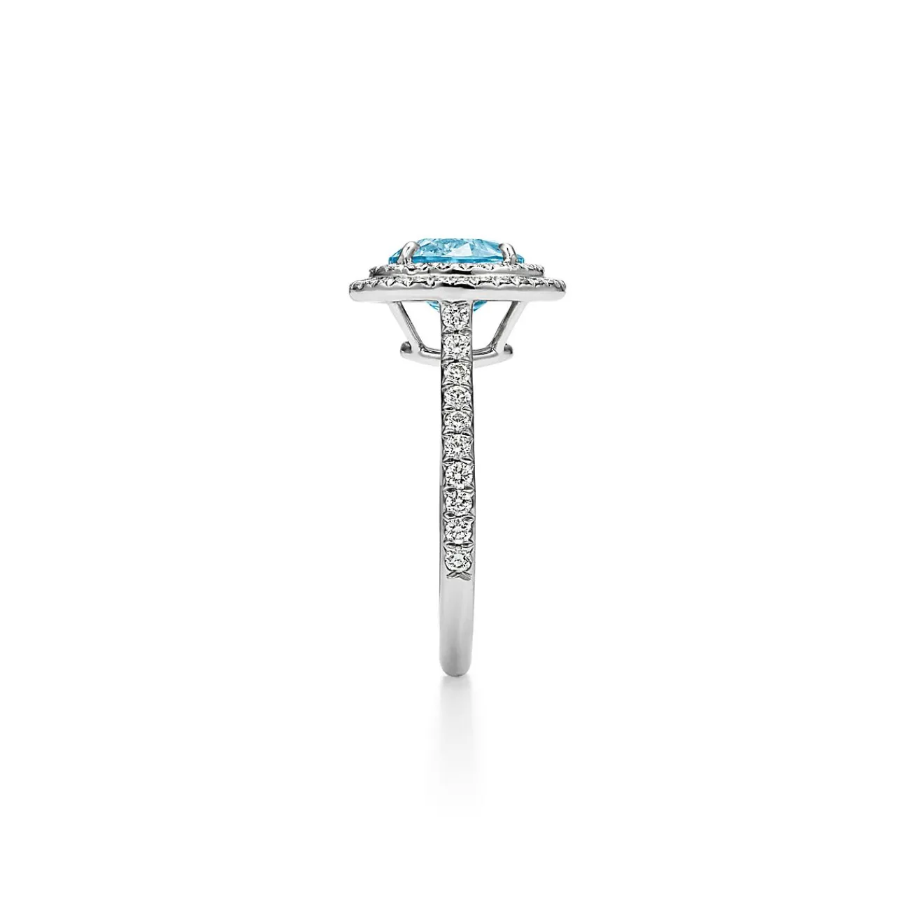 Tiffany & Co. Tiffany Soleste® ring in platinum with a .70-carat aquamarine and diamonds. | ^ Rings|Gifts for Her