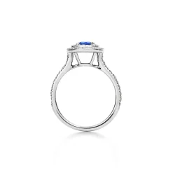 Tiffany & Co. Tiffany Soleste® ring in platinum with a .45-carat sapphire and diamonds. | ^ Rings|Platinum Jewelry