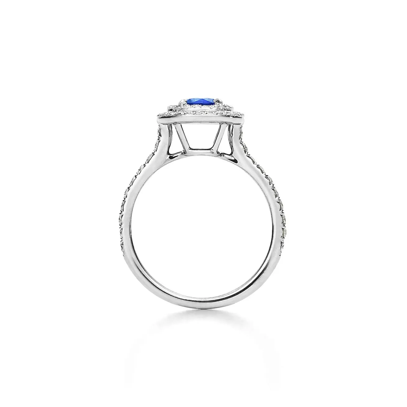 Tiffany & Co. Tiffany Soleste® ring in platinum with a .45-carat sapphire and diamonds. | ^ Rings|Platinum Jewelry