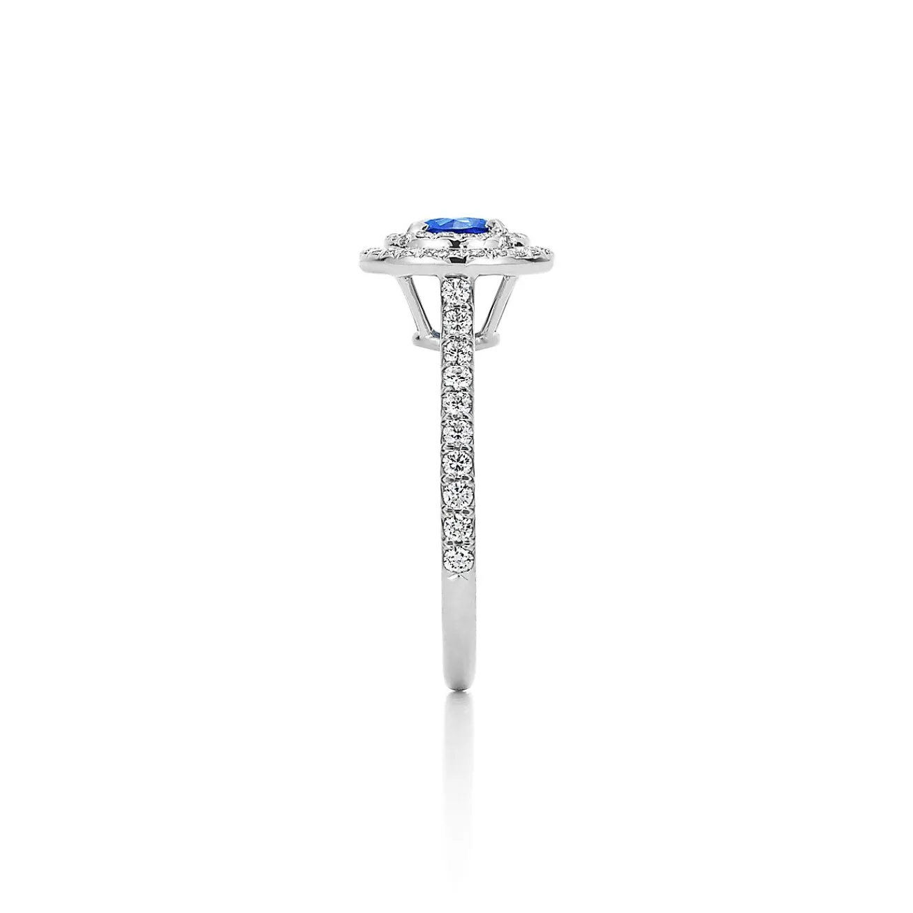 Tiffany & Co. Tiffany Soleste® ring in platinum with a .45-carat sapphire and diamonds. | ^ Rings|Platinum Jewelry