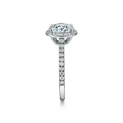 Tiffany & Co. Tiffany Soleste® round brilliant engagement ring in platinum. | ^ Engagement Rings