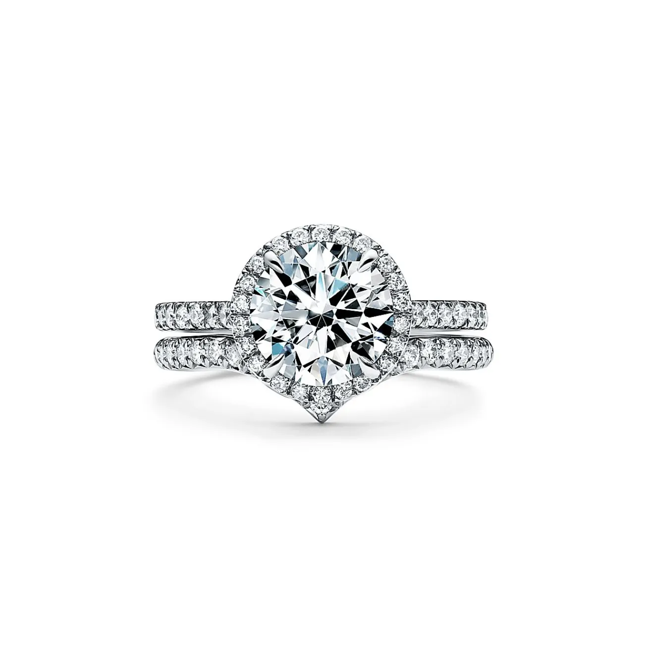 Tiffany & Co. Tiffany Soleste® round brilliant engagement ring in platinum. | ^ Engagement Rings