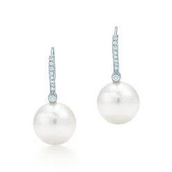 Tiffany & Co. Tiffany South Sea Noble earrings in platinum with cultured pearls and diamonds. | ^ Earrings|Platinum Jewelry