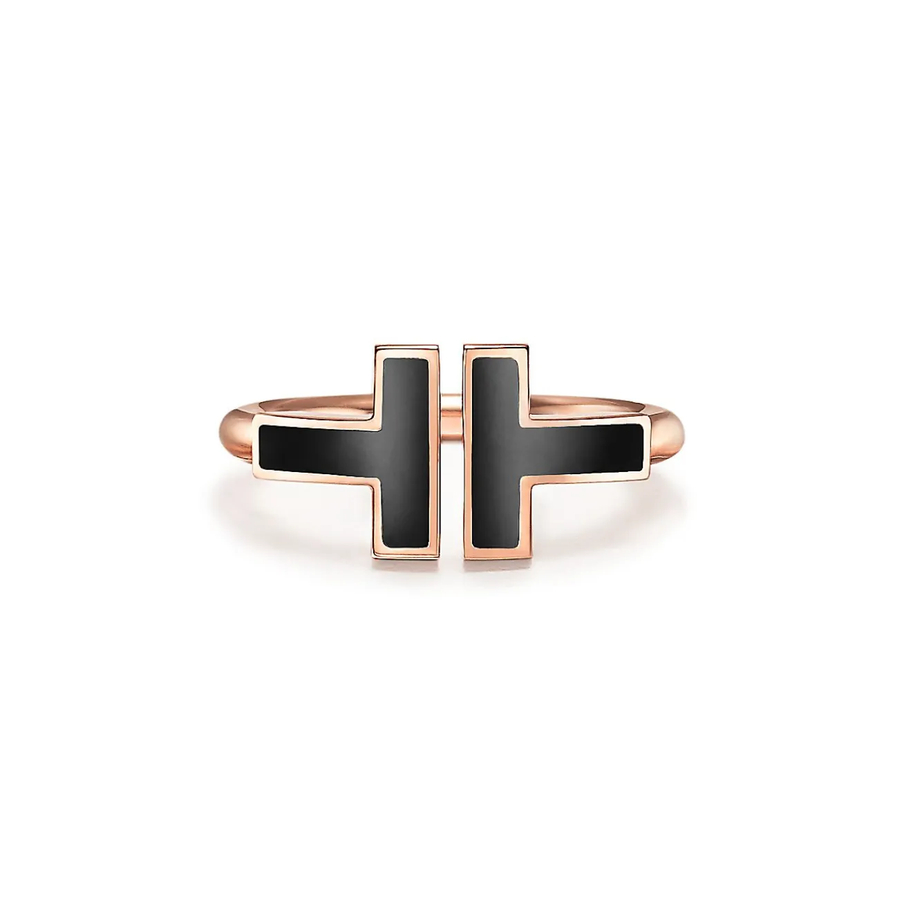 Tiffany & Co. Tiffany T black onyx wire ring in 18k rose gold. | ^ Rings|Rose Gold Jewelry
