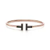 Tiffany & Co. Tiffany T black onyx wire bracelet in 18k rose gold, medium. | ^ Bracelets|Men's Jewelry