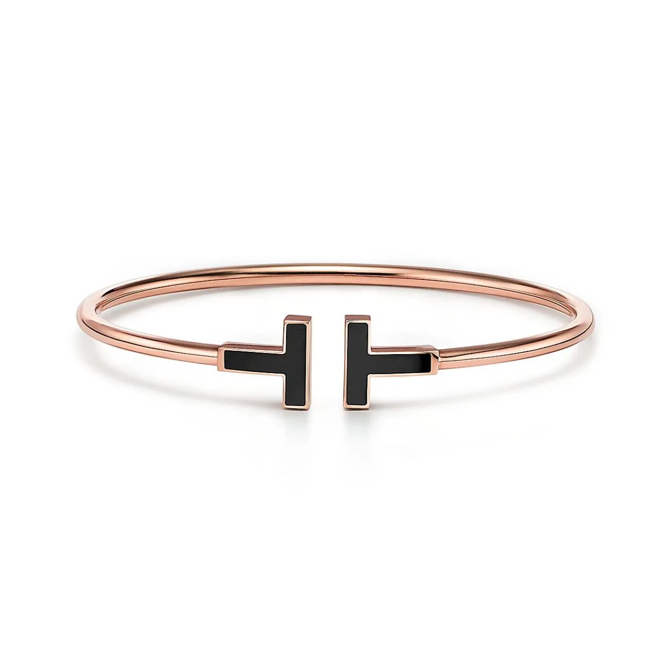 Tiffany & Co. Tiffany T black onyx wire bracelet in 18k rose gold, medium. | ^ Bracelets|Men's Jewelry
