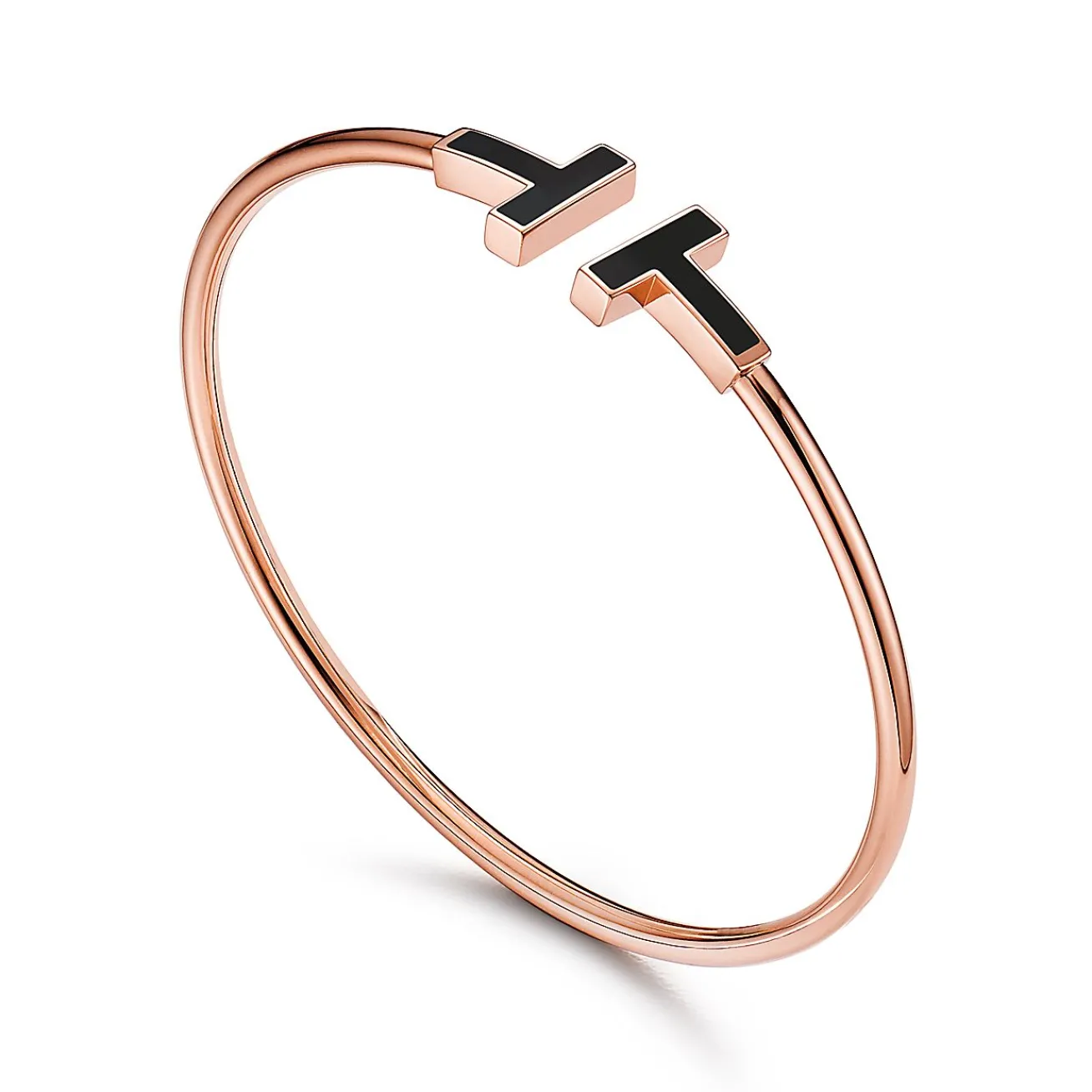 Tiffany & Co. Tiffany T black onyx wire bracelet in 18k rose gold, medium. | ^ Bracelets|Men's Jewelry