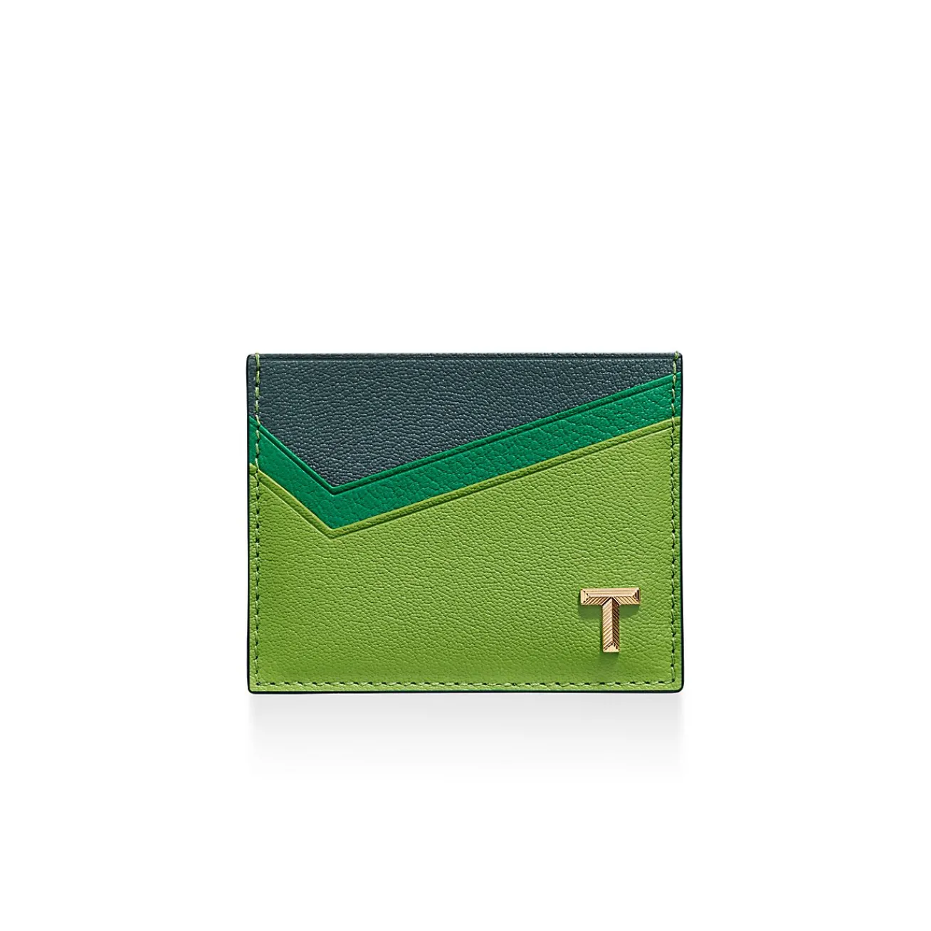 Tiffany & Co. Tiffany T Card Case in Emerald Green Colorblock Leather | ^Women Business Gifts|Small Leather Goods