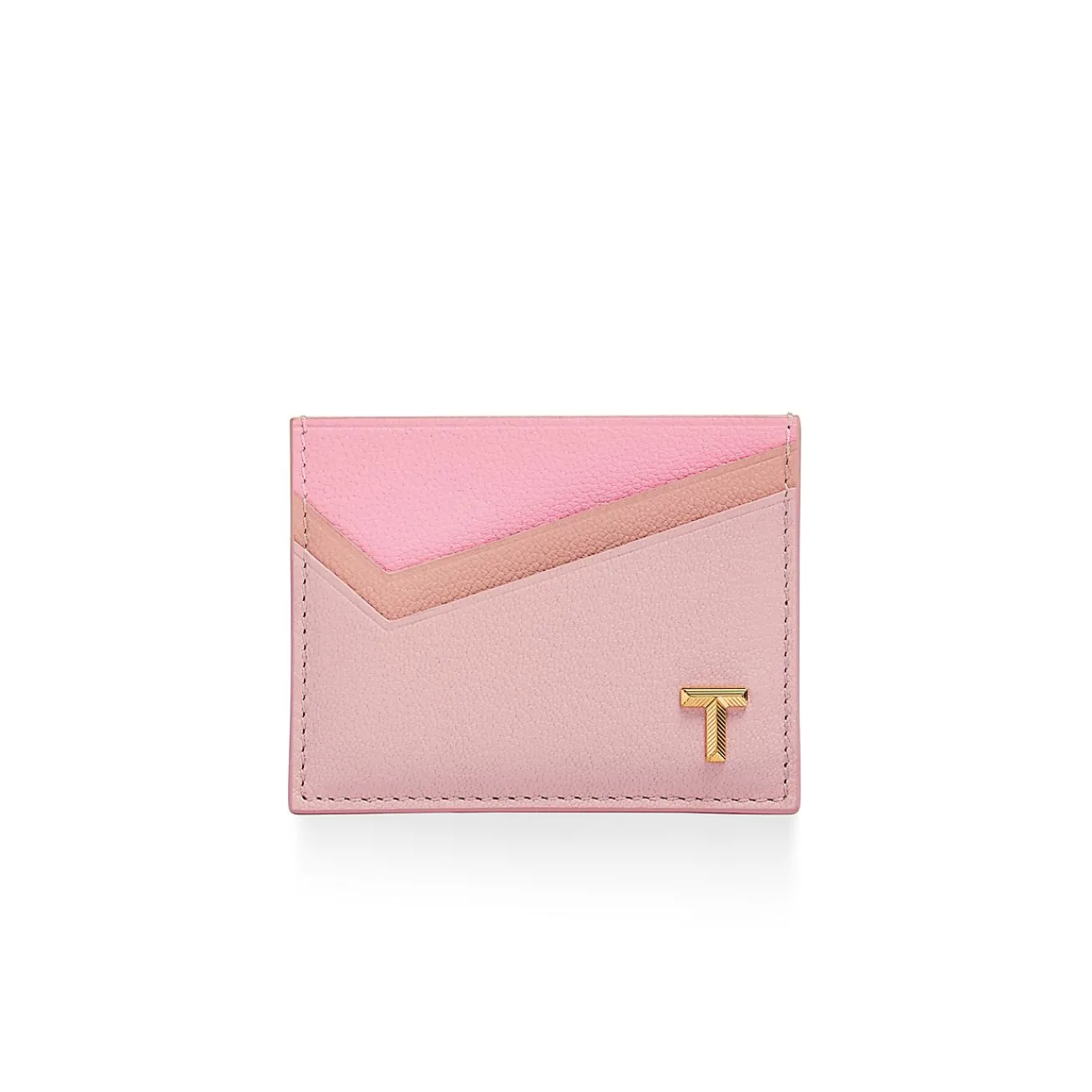Tiffany & Co. Tiffany T Card Case in Pink Colorblock Leather | ^ Business Gifts|Small Leather Goods