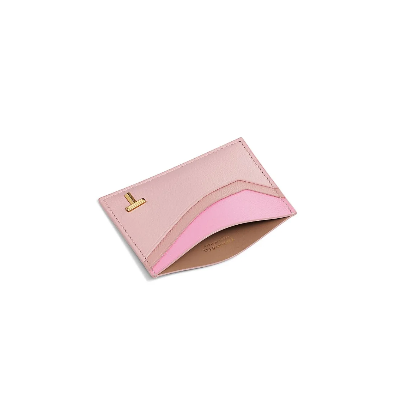 Tiffany & Co. Tiffany T Card Case in Pink Colorblock Leather | ^ Business Gifts|Small Leather Goods