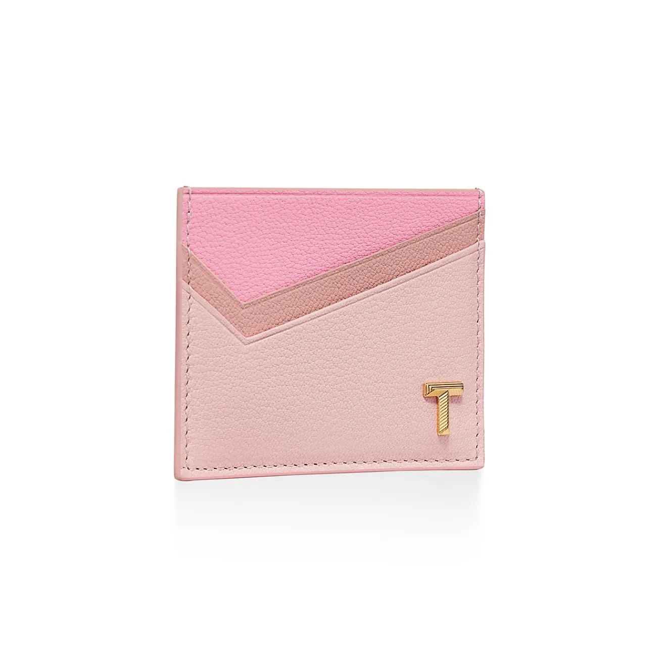 Tiffany & Co. Tiffany T Card Case in Pink Colorblock Leather | ^ Business Gifts|Small Leather Goods