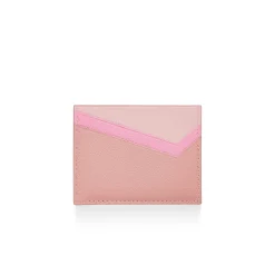 Tiffany & Co. Tiffany T Card Case in Pink Colorblock Leather | ^ Business Gifts|Small Leather Goods