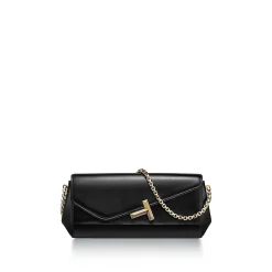 Tiffany & Co. Tiffany T Clutch in Black Leather with a Chain | ^Women Bags|Women's Accessories