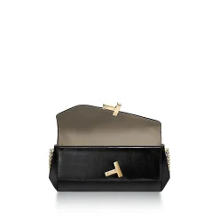 Tiffany & Co. Tiffany T Clutch in Black Leather with a Chain | ^Women Bags|Women's Accessories