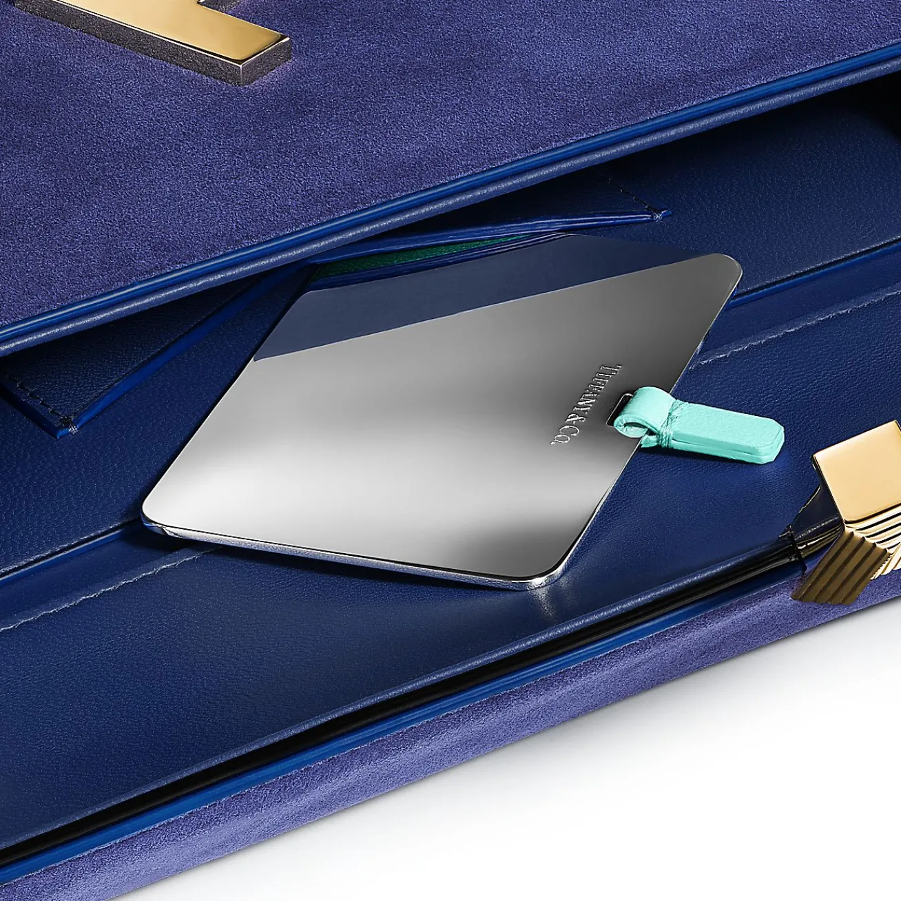 Tiffany & Co. Tiffany T Clutch in Sapphire Blue Suede | ^Women Bags|Women's Accessories