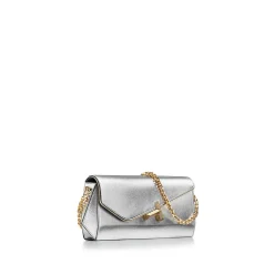 Tiffany & Co. Tiffany T Clutch in Silver-colored Leather on a Chain | ^Women Bags|Women's Accessories