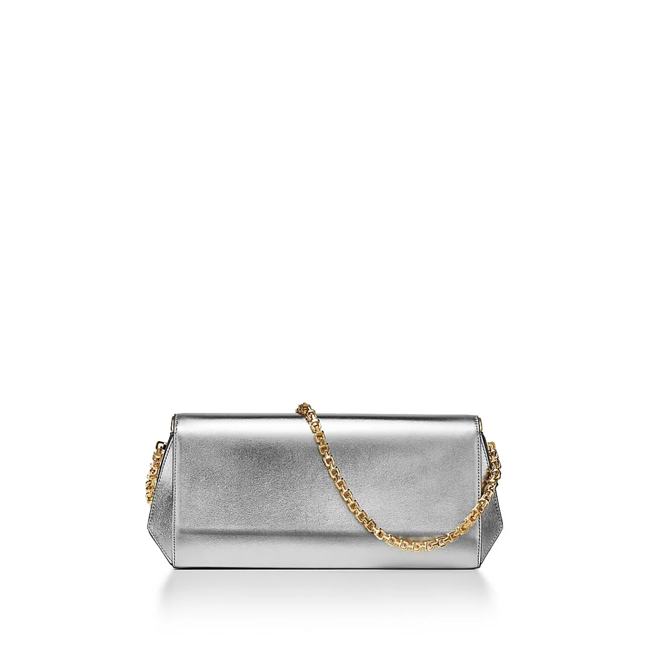 Tiffany & Co. Tiffany T Clutch in Silver-colored Leather on a Chain | ^Women Bags|Women's Accessories