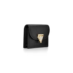 Tiffany & Co. Tiffany T Deco Flap Card Holder in Black Leather | ^Women Small Leather Goods|Women's Accessories