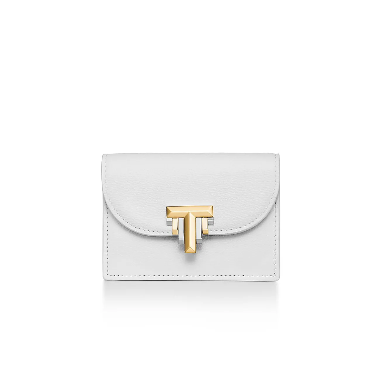 Tiffany & Co. Tiffany T Deco Flap Card Holder in White Leather | ^Women Small Leather Goods|Women's Accessories