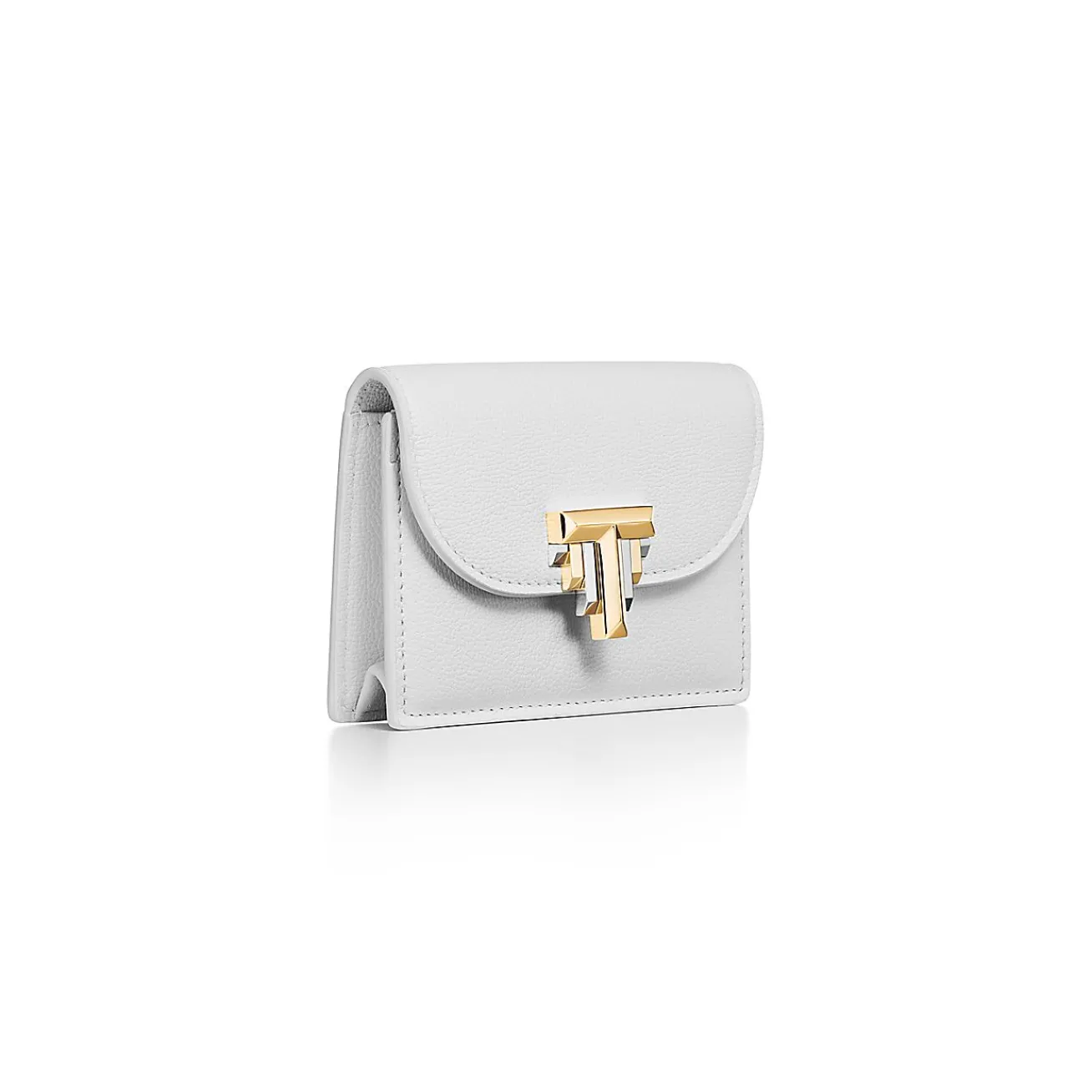 Tiffany & Co. Tiffany T Deco Flap Card Holder in White Leather | ^Women Small Leather Goods|Women's Accessories