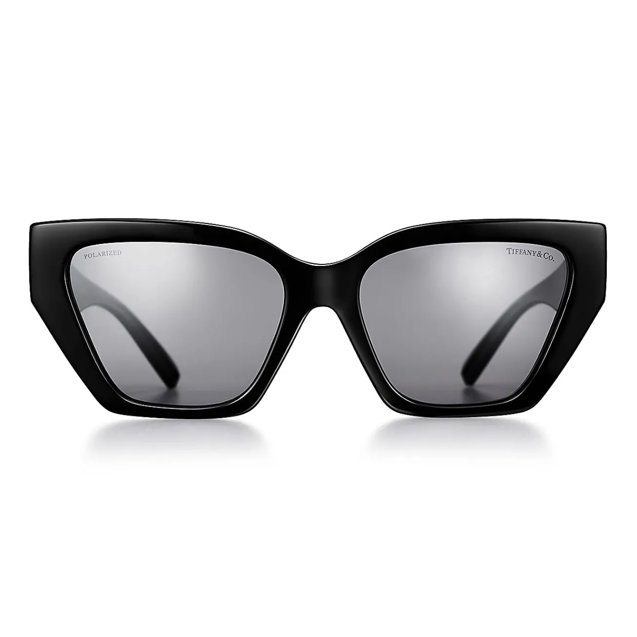 Tiffany & Co. Tiffany T Deco Sunglasses in Black Acetate, Gold-colored Metal and Gray Lenses | ^Women Tiffany T|Sunglasses