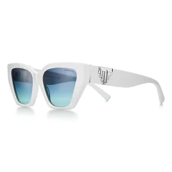 Tiffany & Co. Tiffany T Deco Sunglasses in White Acetate and Tiffany Blue® Gradient Lenses | ^Women Tiffany T|Sunglasses