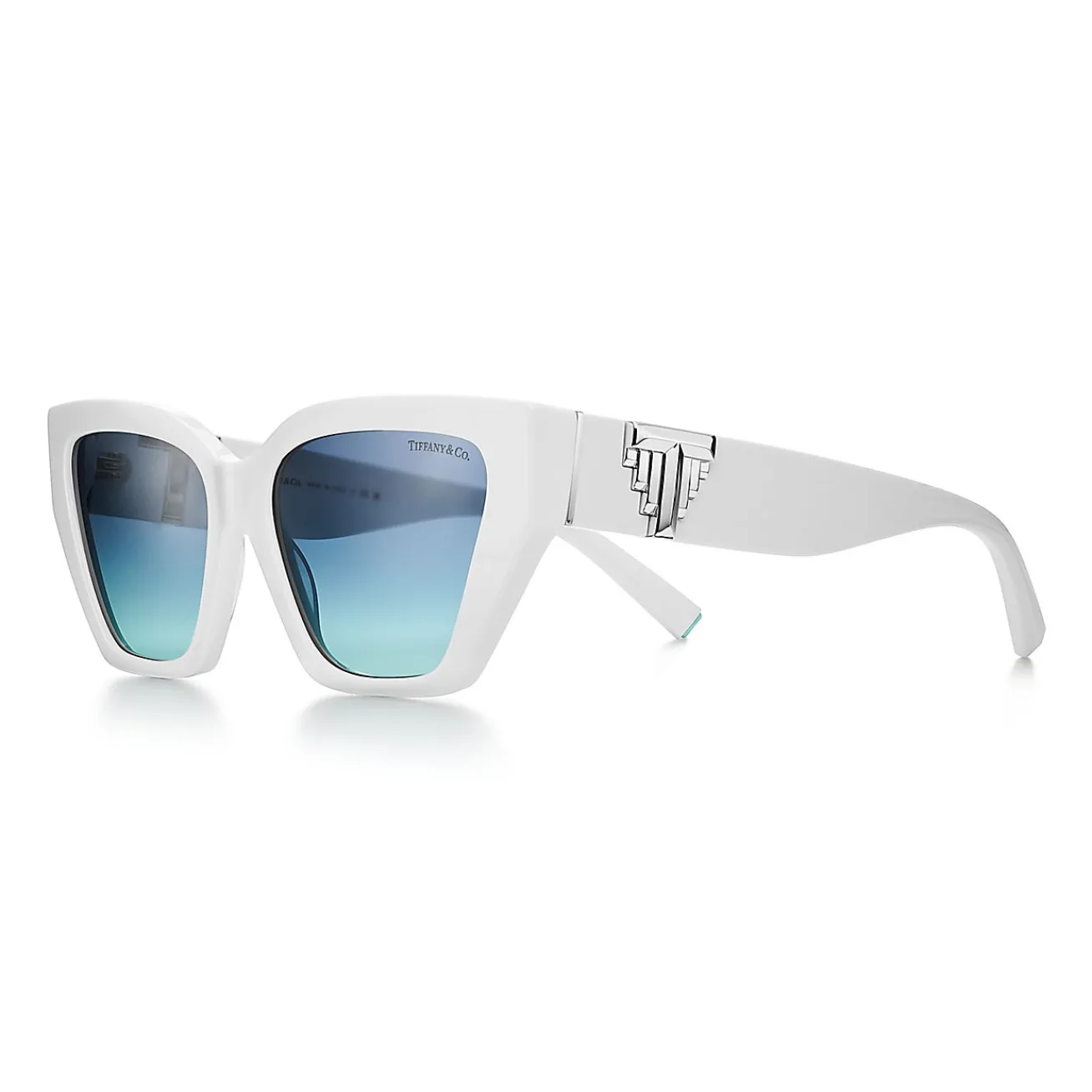 Tiffany & Co. Tiffany T Deco Sunglasses in White Acetate and Tiffany Blue® Gradient Lenses | ^Women Tiffany T|Sunglasses