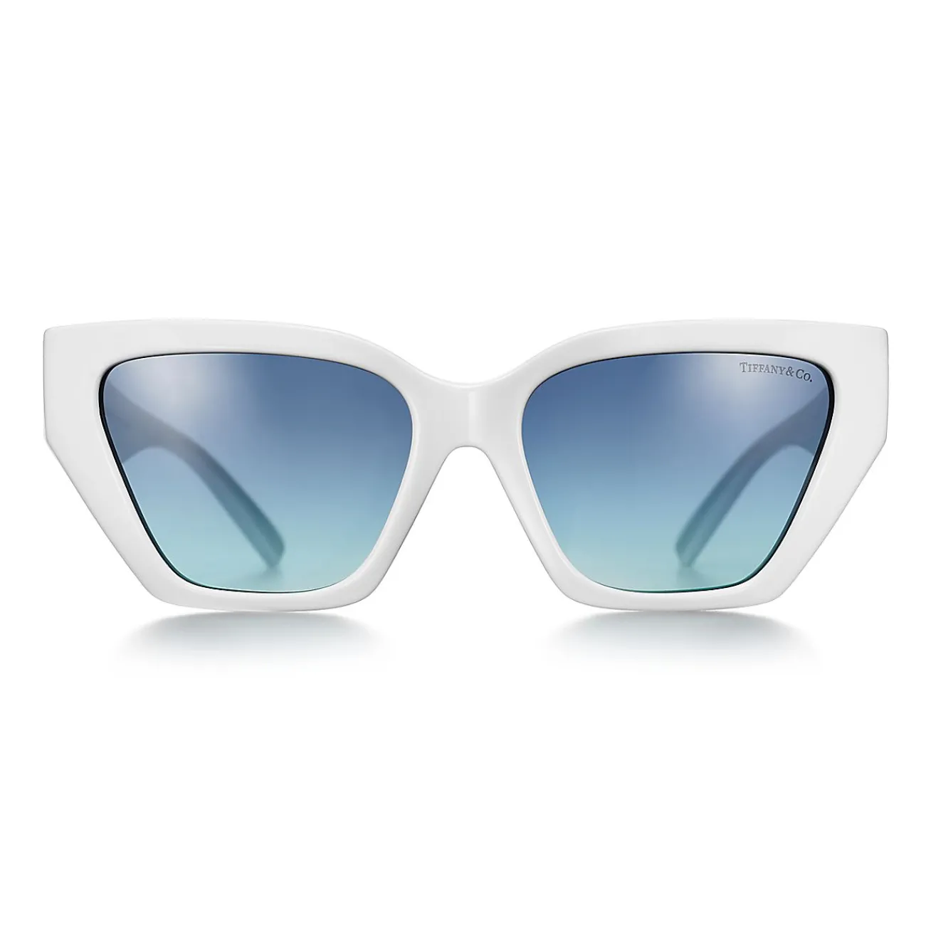 Tiffany & Co. Tiffany T Deco Sunglasses in White Acetate and Tiffany Blue® Gradient Lenses | ^Women Tiffany T|Sunglasses