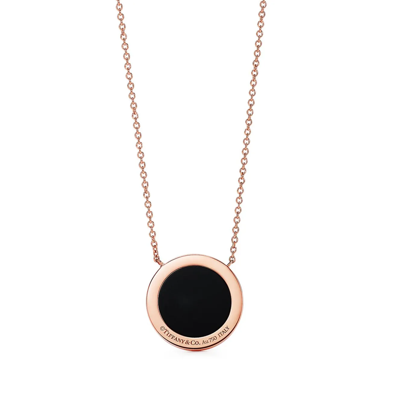 Tiffany & Co. Tiffany T diamond and black onyx circle pendant in 18k rose gold. | ^ Necklaces & Pendants|Men's Jewelry