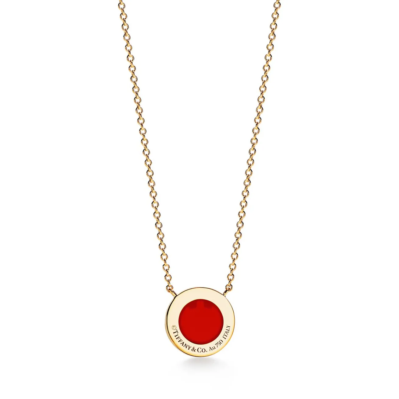 Tiffany & Co. Tiffany T diamond and carnelian circle pendant in 18k gold, small. | ^ Necklaces & Pendants|Diamond Jewelry