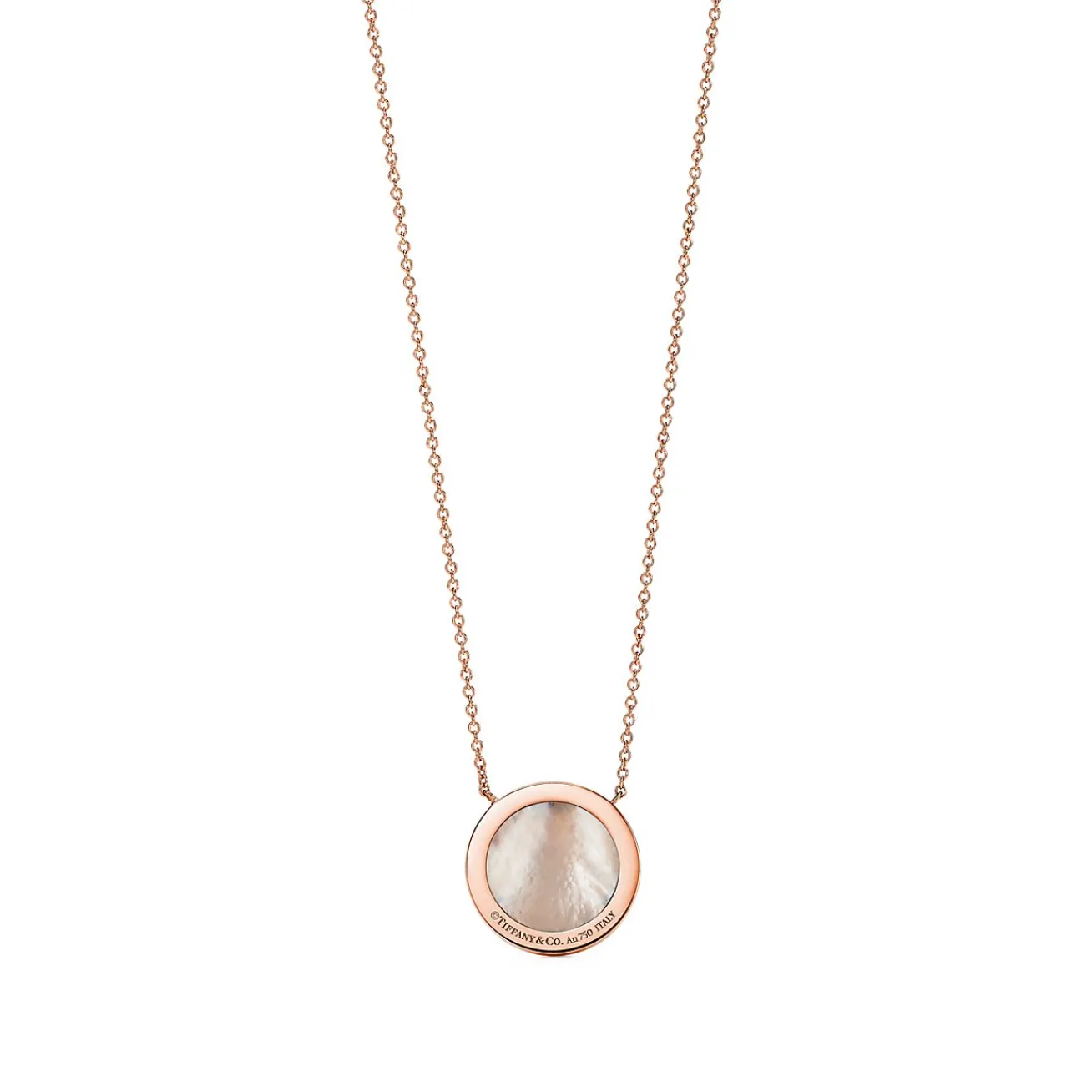Tiffany & Co. Tiffany T diamond and mother-of-pearl circle pendant in 18k rose gold. | ^ Necklaces & Pendants|Gifts for Her
