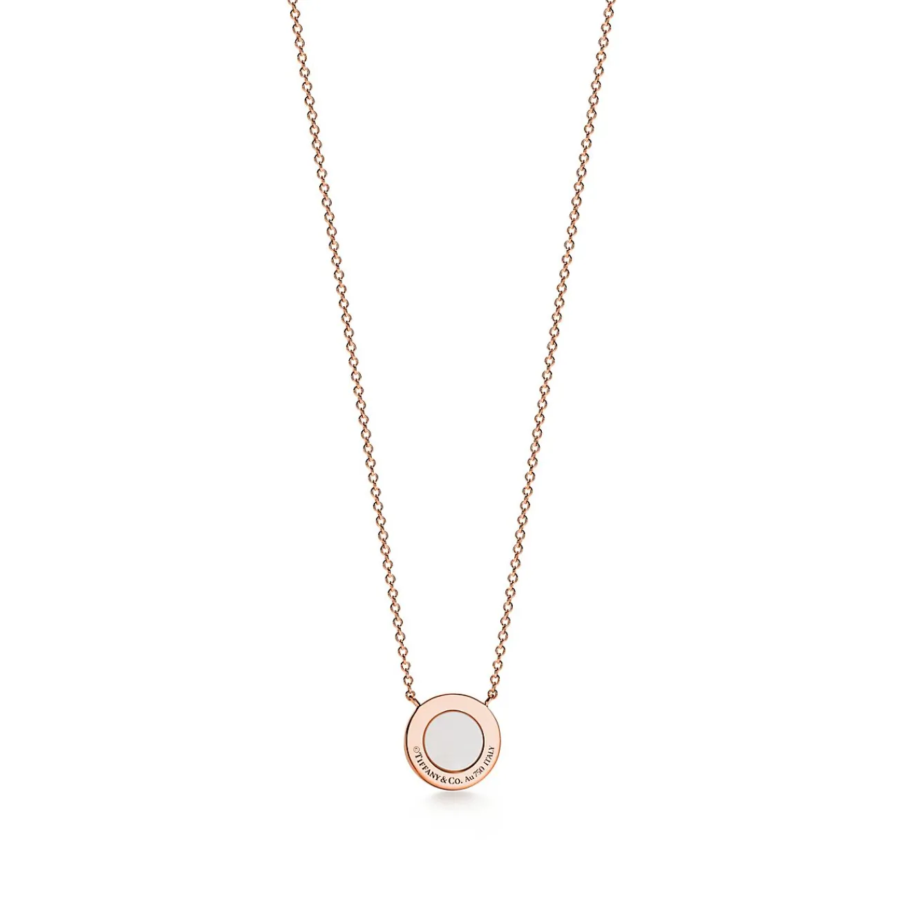 Tiffany & Co. Tiffany T diamond and mother-of-pearl circle pendant in 18k rose gold. | ^ Necklaces & Pendants|Dainty Jewelry