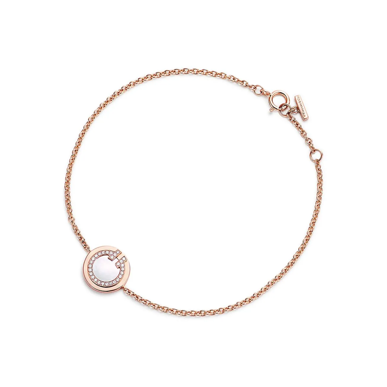 Tiffany & Co. Tiffany T diamond and mother-of-pearl circle bracelet in 18k rose gold. | ^ Bracelets|Rose Gold Jewelry