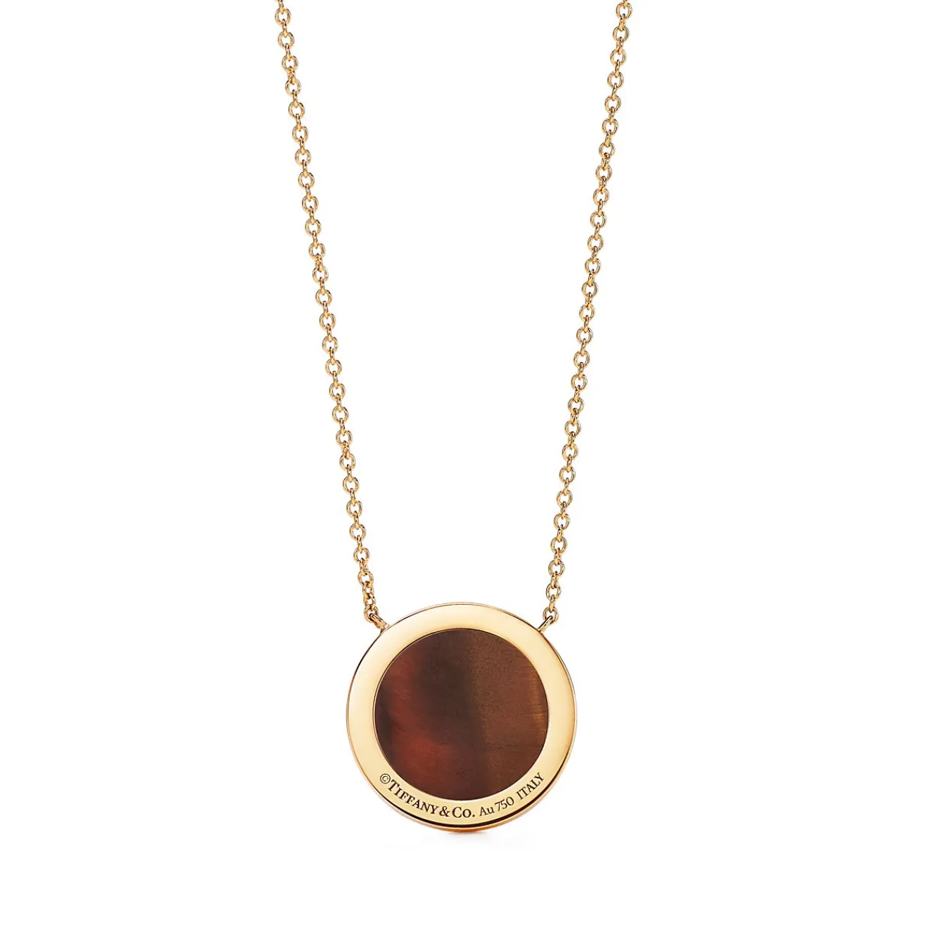 Tiffany & Co. Tiffany T diamond and tiger's eye circle pendant in 18k gold. | ^ Necklaces & Pendants|Gold Jewelry