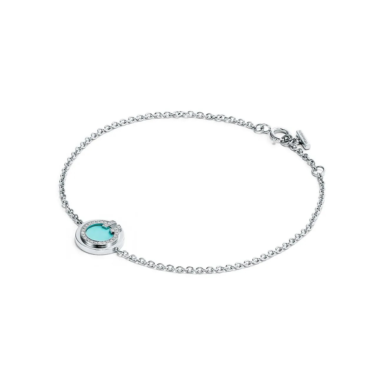 Tiffany & Co. Tiffany T diamond and turquoise circle bracelet in 18k white gold. | ^ Bracelets|Diamond Jewelry