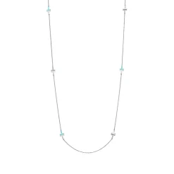Tiffany & Co. Tiffany T diamond and turquoise station necklace in 18k white gold. | ^ Necklaces & Pendants|Diamond Jewelry