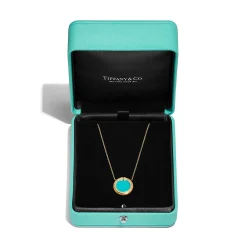 Tiffany & Co. Tiffany T diamond and turquoise circle pendant in 18k gold. | ^ Necklaces & Pendants|Gold Jewelry