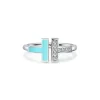 Tiffany & Co. Tiffany T diamond and turquoise wire ring in 18k white gold. | ^ Rings|Gifts for Her