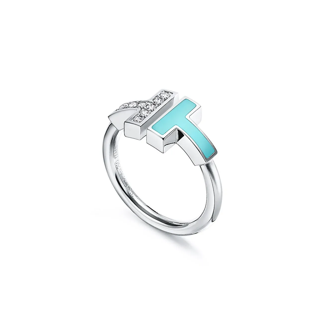 Tiffany & Co. Tiffany T diamond and turquoise wire ring in 18k white gold. | ^ Rings|Gifts for Her