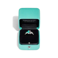 Tiffany & Co. Tiffany T diamond and turquoise wire ring in 18k white gold. | ^ Rings|Gifts for Her