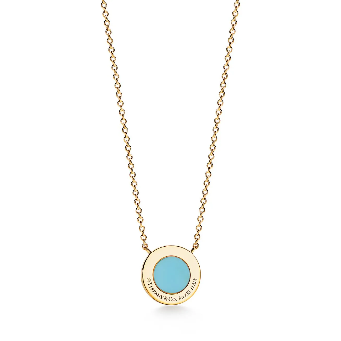 Tiffany & Co. Tiffany T diamond and turquoise circle pendant in 18k gold, small. | ^ Necklaces & Pendants|Gold Jewelry