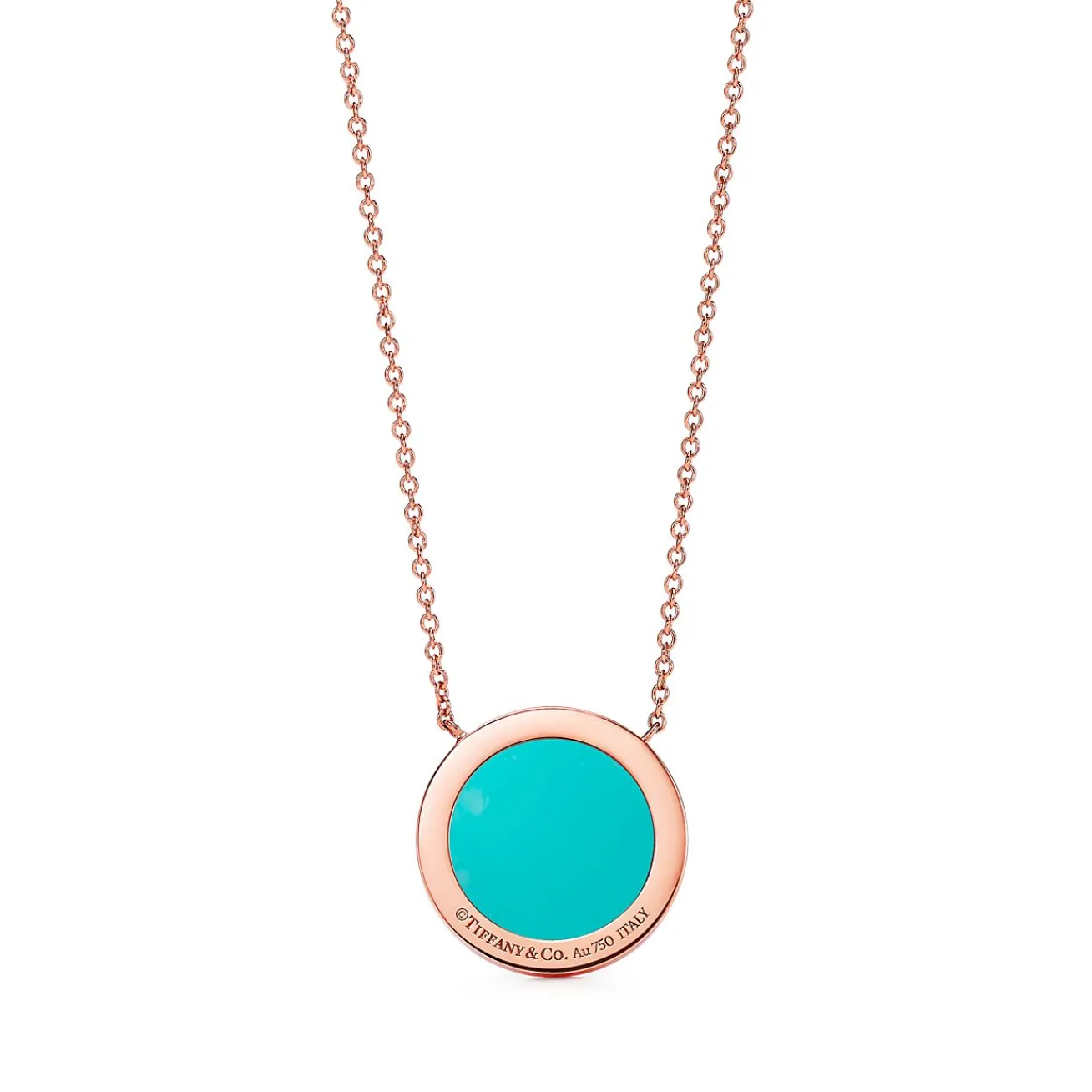Tiffany & Co. Tiffany T diamond and turquoise circle pendant in 18k rose gold. | ^ Necklaces & Pendants|Rose Gold Jewelry